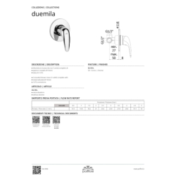 Bateria podtynkowa 1-drożna Duemila chrom PAFFONI RUBINETTERIE DU010CR