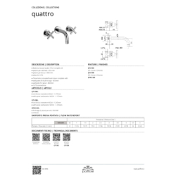 Bateria umywalkowa podtynkowa 245mm Quattro chrom PAFFONI RUBINETTERIE QTV008CR