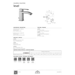 Bateria umywalkowa stojąca (bez korka) Level chrom PAFFONI RUBINETTERIE LES071CR