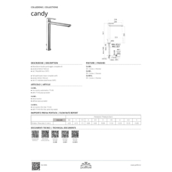 Bateria umywalkowa wysoka Candy chrom PAFFONI RUBINETTERIE CA085CR