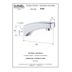 Wylewka ścienna eco Wylewki chrom DANIEL RUBINETTERIE 4704