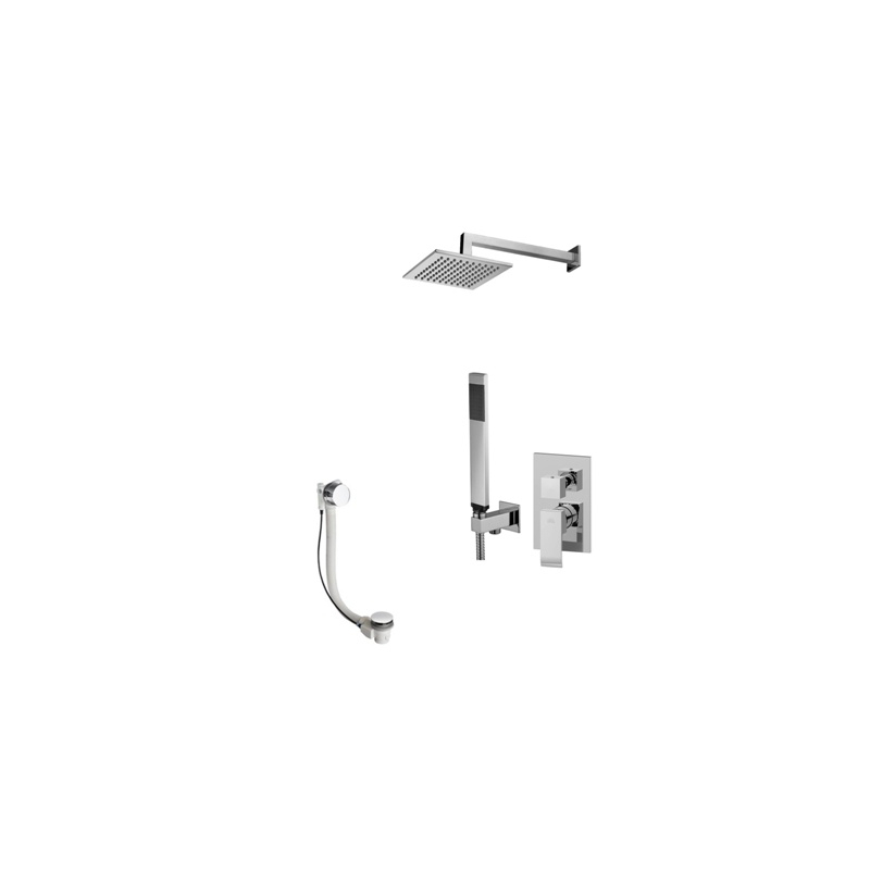 Zestaw wannowy podtynkowy z napełnieniem przez przelew l-400mm 30x30cm slim Level chrom PAFFONI RUBINETTERIE LES019ZWSCSU3B