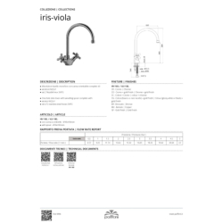 Bateria zlewozmywakowa stojąca Iris chrom PAFFONI RUBINETTERIE IRV180CR