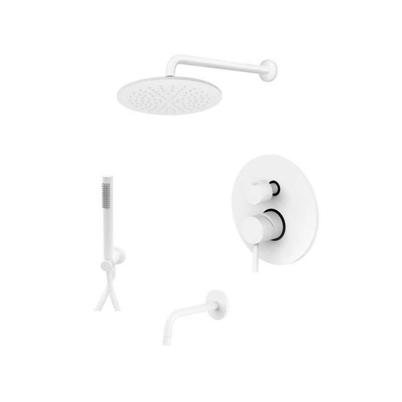 Zestaw wannowy podtynkowy z wylewką Light biały mat PAFFONI RUBINETTERIE LIG019ZSCW3A.BO