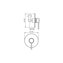 Bateria podtynkowa 1-drożna Piper czarny mat EMMEVI RUBINETTERIE 45009PINO