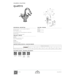 Bateria bidetowa stojąca Quattro chrom PAFFONI RUBINETTERIE QTV137CR