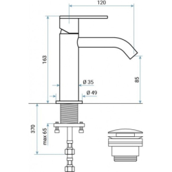 Bateria umywalkowa stojąca (clickclack) Filo chrom EMMEVI RUBINETTERIE 85003CR