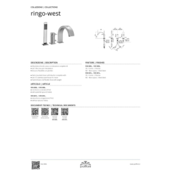 Bateria wannowa 3-otworowa Ringo chrom PAFFONI RUBINETTERIE RIN040CR