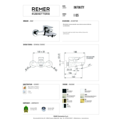 Bateria wannowa ścienna (korpus) Infinity chrom DANIEL RUBINETTERIE IR600HCR