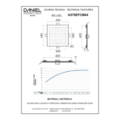 Deszczownica sufitowa easyfix 44x44cm Deszczownice chrom DANIEL RUBINETTERIE A579EF-cm44CR