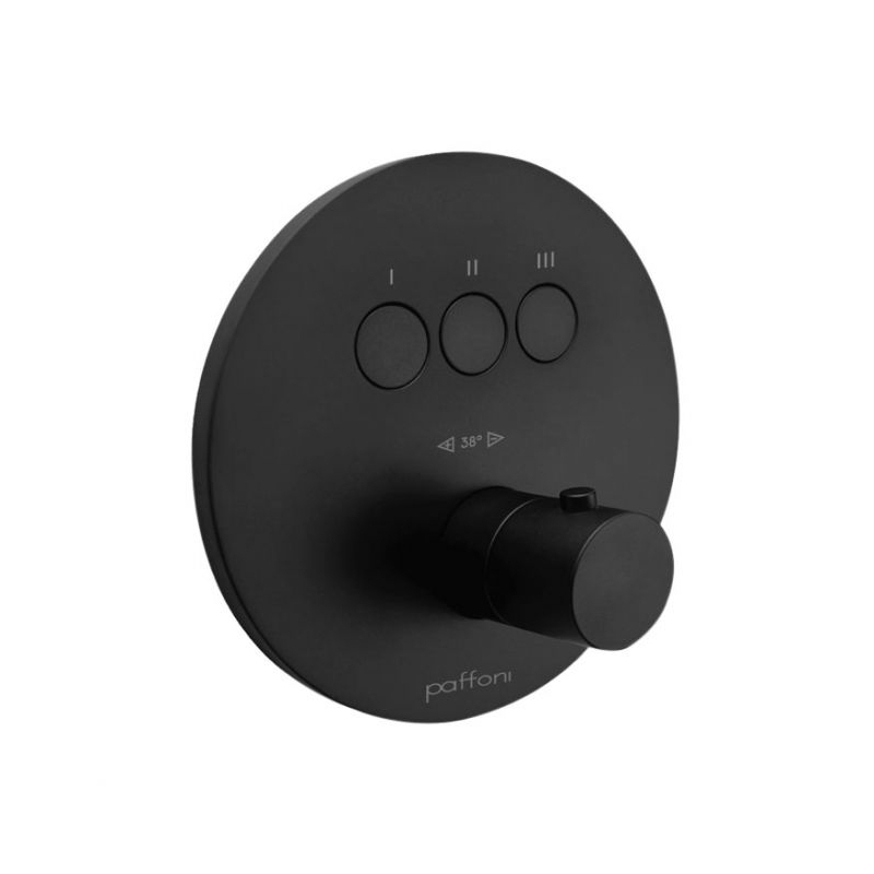 Bateria podtynkowa termostatyczna 3-drożna Jo, Joker, Light czarny mat PAFFONI RUBINETTERIE CPT019NO
