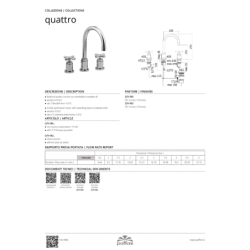 Bateria umywalkowa 3-otworowa (bez korka) Quattro chrom PAFFONI RUBINETTERIE QTV052CR