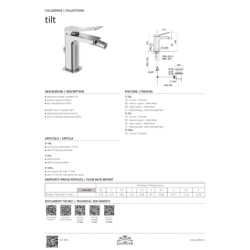 Bateria bidetowa stojąca (bez korka) Tilt czarny mat PAFFONI RUBINETTERIE TI131NO