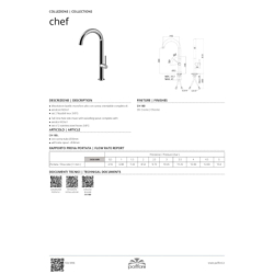 Bateria zlewozmywakowa stojąca Chef chrom PAFFONI RUBINETTERIE CH180CR