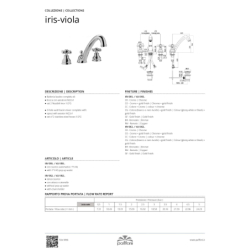 Bateria umywalkowa stojąca Iris chrom PAFFONI RUBINETTERIE IRV055CR