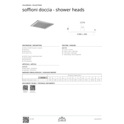 Sito natryskowe syncro 200x200x8mm Deszczownice biały mat PAFFONI RUBINETTERIE ZSOF075BO