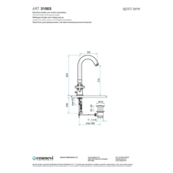 Bateria umywalkowa stojąca Spirit New czarny mat EMMEVI RUBINETTERIE 31003NO