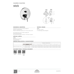 Bateria podtynkowa 2-drożna Stick chrom PAFFONI RUBINETTERIE SK015CR