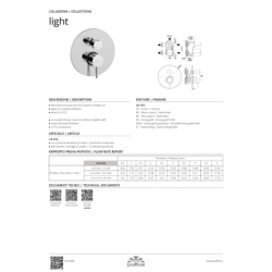 Bateria podtynkowa 3-drożna z przełącznikiem mechanicznym Light biały mat PAFFONI RUBINETTERIE LIG019BO