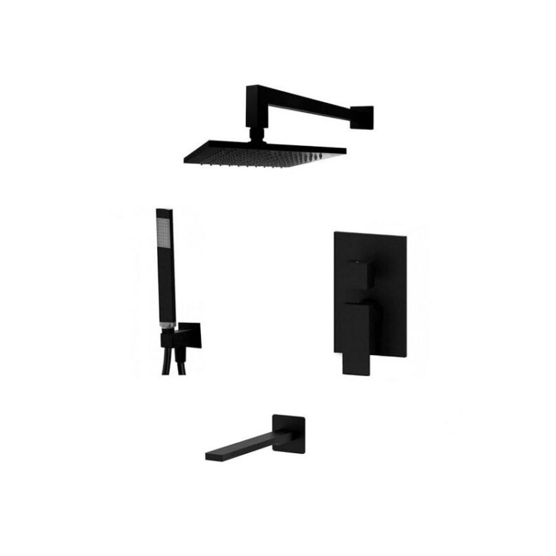 Zestaw wannowy podtynkowy z wylewką Elle czarny mat PAFFONI RUBINETTERIE EL019ZSCW3A.NO