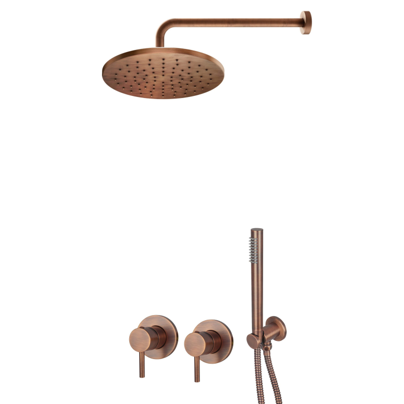 Zestaw natryskowy podtynkowy l-400mm fi-30cm Light miedź szczotkowana PAFFONI RUBINETTERIE LIG010RMSP70ZSC3C