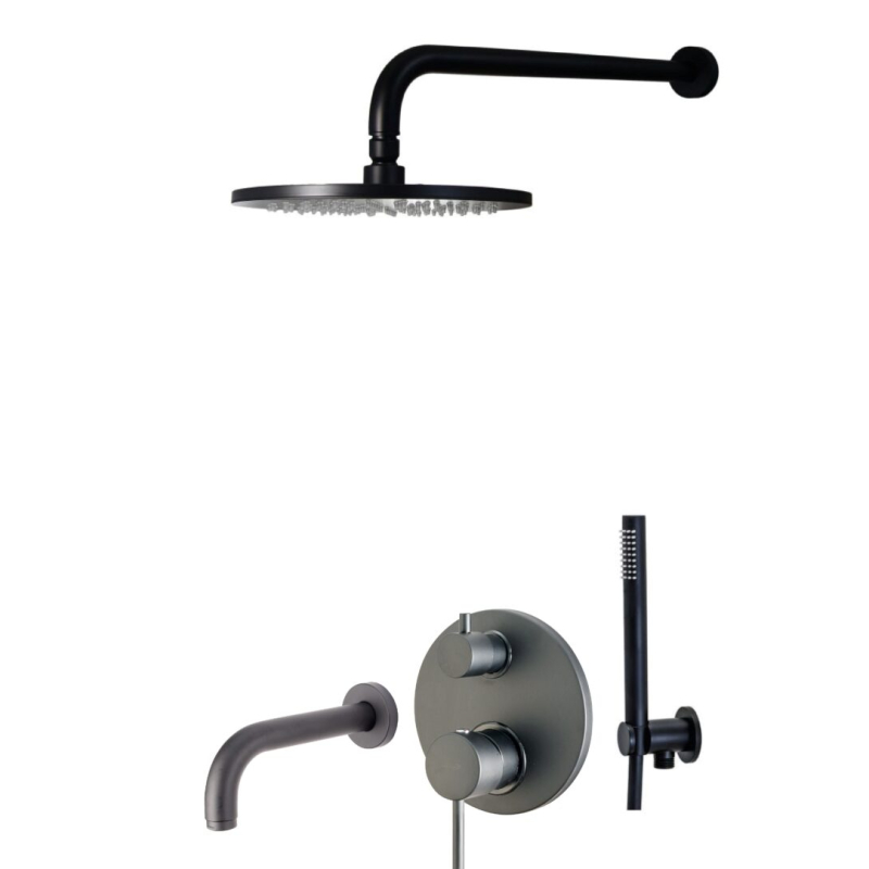 Zestaw wannowy podtynkowy z wylewką l-400mm fi-30cm Piper czarny mat EMMEVI RUBINETTERIE PI019ZSCW3E.NO