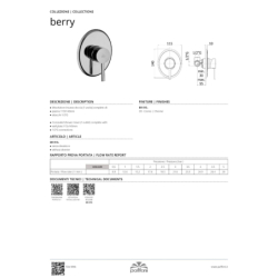 Bateria podtynkowa 1-drożna Berry chrom PAFFONI RUBINETTERIE BR010CR