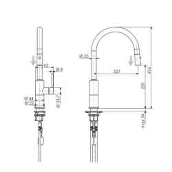 Bateria zlewozmywakowa stojąca Baterie Kuchenne inox DANIEL RUBINETTERIE SSTX684DJ