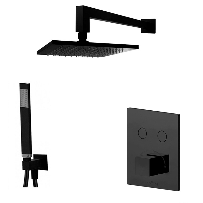 Zestaw natryskowy podtynkowy termostat l-400mm 30x30cm Elle czarny mat PAFFONI RUBINETTERIE CPT518ZSC3E.NO
