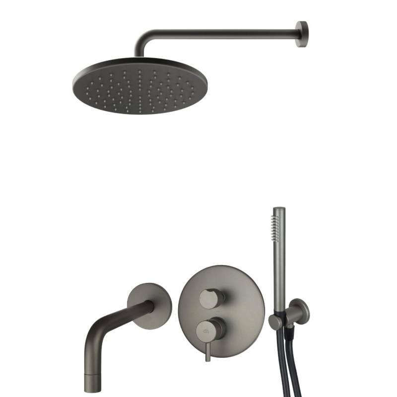 Zestaw wannowy podtynkowy z wylewką Light grafitowy PAFFONI RUBINETTERIE LIG019ZSCW3E.MG