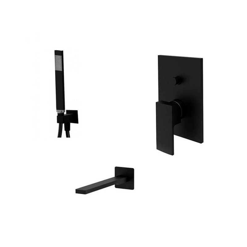 Zestaw wannowy podtynkowy z wylewką Elle czarny mat PAFFONI RUBINETTERIE EL015ZWWNO