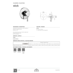 Bateria podtynkowa 1-drożna Stick stal szczokowana PAFFONI RUBINETTERIE SK010ST