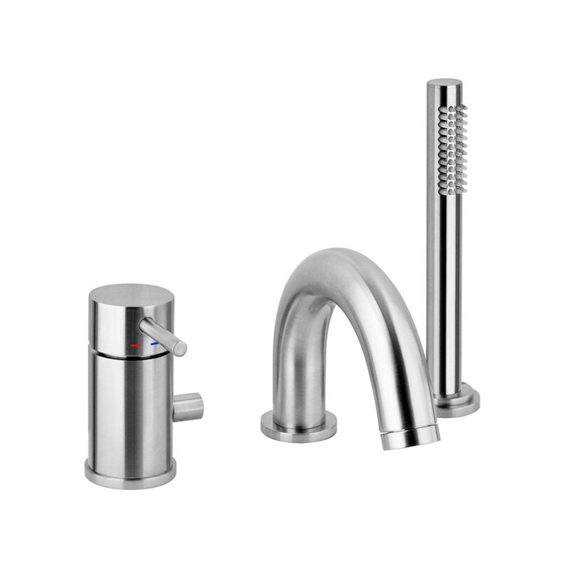 Bateria wannowa 3-otworowa Light stal szczotkowana PAFFONI RUBINETTERIE LIG040LST