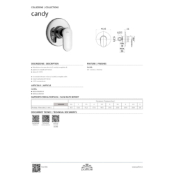 Bateria podtynkowa 1-drożna Candy chrom PAFFONI RUBINETTERIE CA010CR