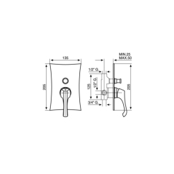 Bateria podtynkowa 2-drożna Ares chrom EMMEVI RUBINETTERIE 76019CR