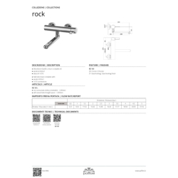 Bateria umywalkowa ścienna Rock chrom PAFFONI RUBINETTERIE RO161CR