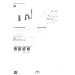 Bateria wannowa 3-otworowa Jo chrom PAFFONI RUBINETTERIE JO047CR