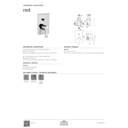 Bateria podtynkowa 2-drożna Red chrom PAFFONI RUBINETTERIE RED015CR