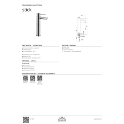 Bateria umywalkowa wysoka (bez korka) Stick chrom PAFFONI RUBINETTERIE SK071CR120