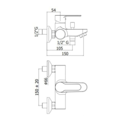 Bateria wannowa ścienna Blu chrom PAFFONI RUBINETTERIE BLU023CR