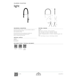 Bateria zlewozmywakowa stojąca Light chrom PAFFONI RUBINETTERIE LIG179CRNO