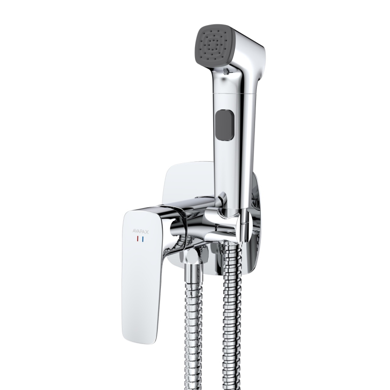 Bateria bidetowa podtynkowa z wężem i słuchawką typu bidetka Qanix chrom AVAPAX ABQA4111B1