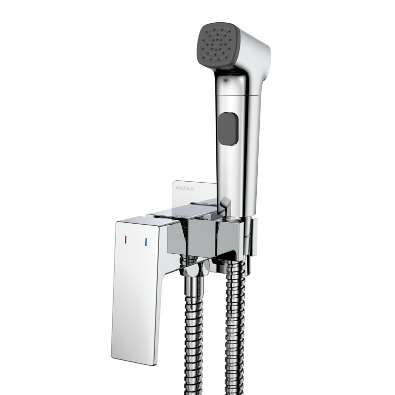 Bateria bidetowa podtynkowa z wężem i słuchawką typu bidetka Vellano chrom AVAPAX ABVE4111B1