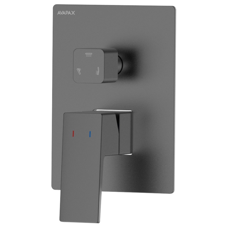 Bateria prysznicowo wannowa podtynkowa trzyfunkcyjna Vellano gun metal AVAPAX ABVE5314C1