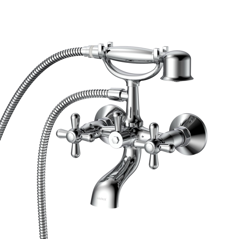 Bateria wannowa ścienna dwuuchwytowa z zestawem natryskowym Zaharra AVAPAX ABZA211121