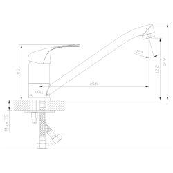 Bateria kuchenna stojaca Taro AVAPAX ABTA1811O1
