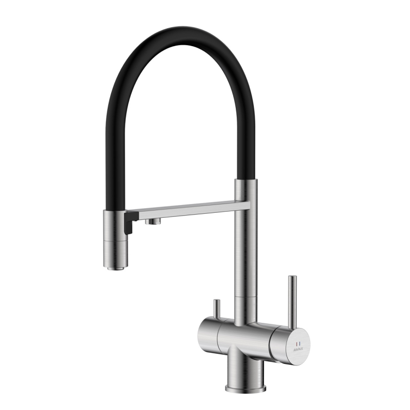 Bateria kuchenna stojąca z elastyczną wylewką i podłączeniem do filtra wody, dwa rodzaje strumienia Dapur stal AVAPAX ABDA7519F1