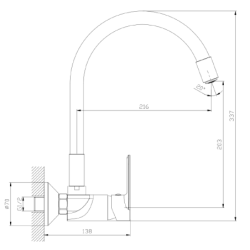 Bateria kuchenna ścienna z elastyczną wylewką Onclo AVAPAX ABON7311F1