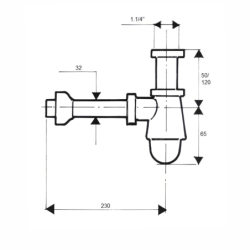 Syfon umywalkowy butelkowy niski 11/4x32mm bez spustu chrom MCALPINE 220-M