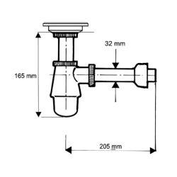Syfon umywalkowy butelkowy niski 11/4x32mm chrom MCALPINE 220+255CB